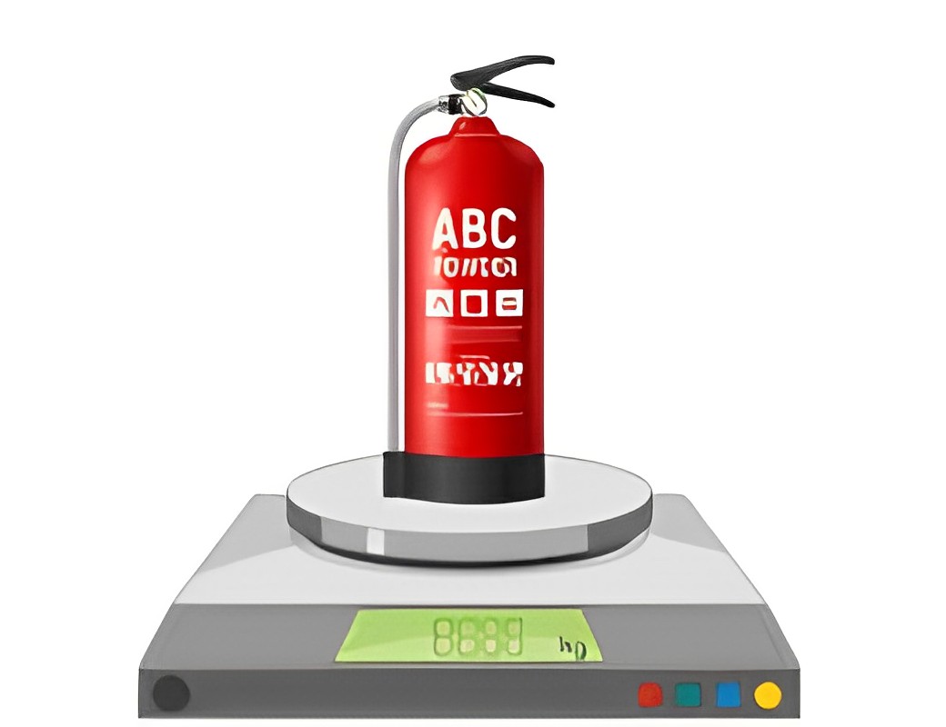 Measuring the weight of the extinguisher